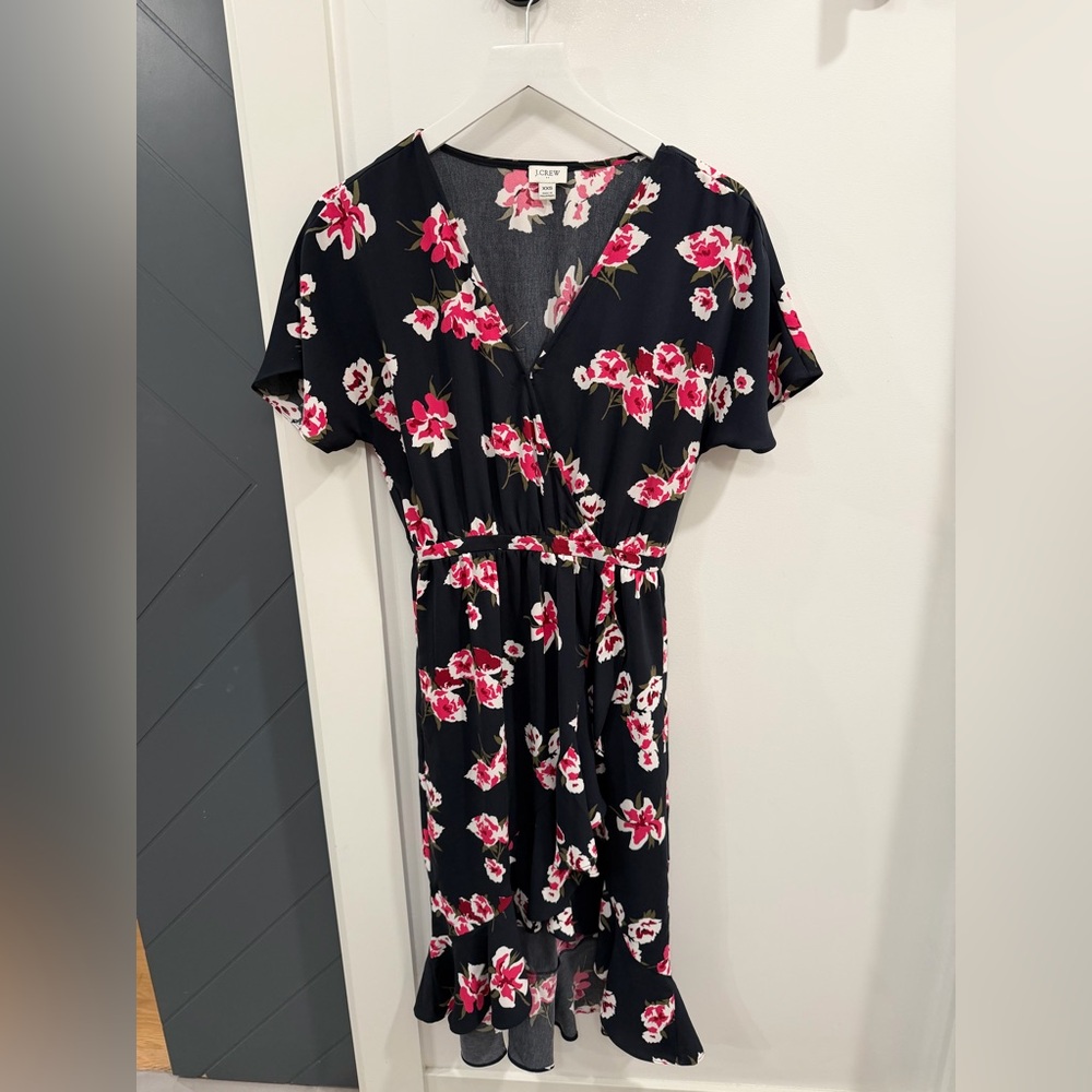 J. Crew Black Dress with Pink Floral Design